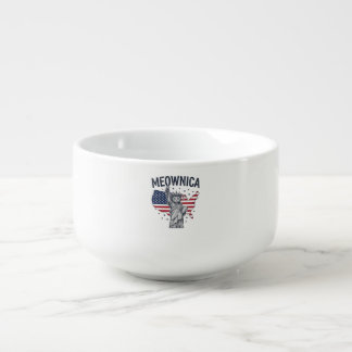 Meownica Patriotic Cat Vintage Vector Design_1 Soup Mug