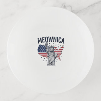 Meownica Patriotic Cat Vintage Vector Design_1 Trinket Tray