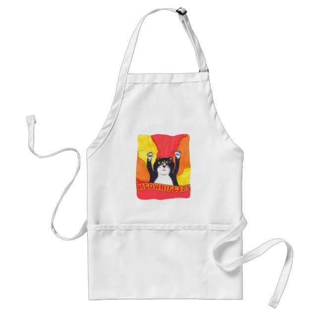 Meownifest Epic Cat Praise Fun Motto Adult Apron (Front)