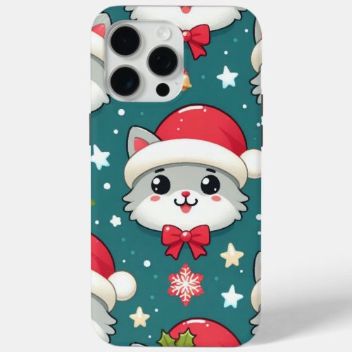 Meowry Christmas Santa Cat Cheer iPhone 15 Pro Max Case