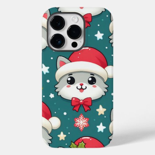 Meowry Christmas Santa Cat Cheer Case_Mate iPhone 14 Pro Case