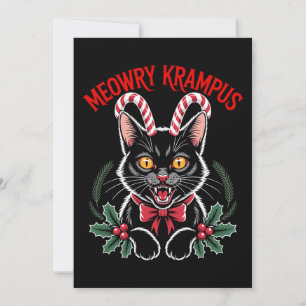 Meowry Krampus Christmas Black Cat Candy Cane Xmas Invitation