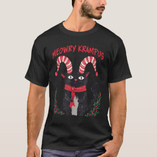 Meowry Krampus Funny Krampus Is Coming To Town Cat T-Shirt