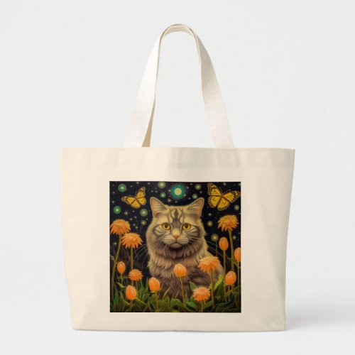 Meows in Nature Large Tote Bag