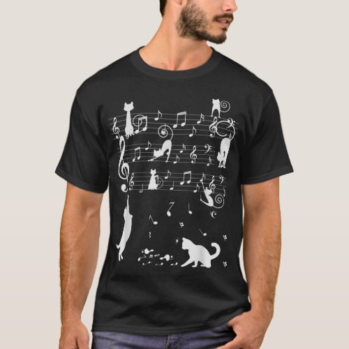 Meowsci Colorful Cats Playing Music Clef Piano Mus T_Shirt