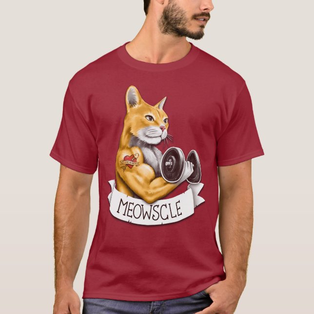 Meowscle - Muskey Cat T-Shirt (Front)
