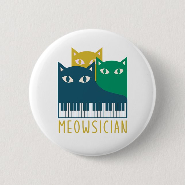 Meowsician Piano Keyboard Cat Kitten Lover Gift Button (Front)