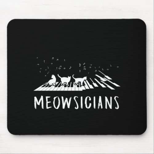 Meowsicians Music Cat Kitten Piano Pianist Gift Mouse Pad