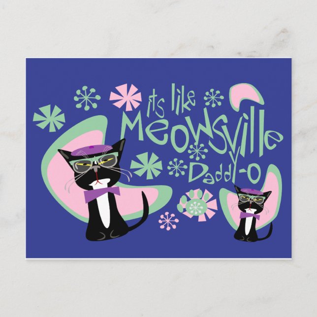 Meowsville Daddy-O Beatnik Kitty 2 Postcard (Front)