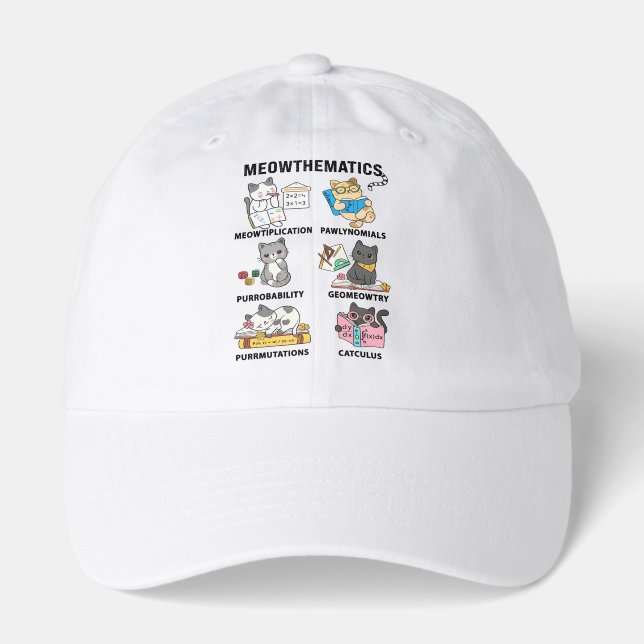 Meowthematics Funny Math Cat Puns For Math Lovers Hat (Front)