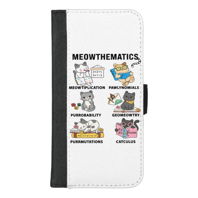 Meowthematics Funny Math Cat Puns For Math Lovers iPhone Wallet Case (Front)