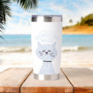 Meowvelous Glittery Glam Mama Cat Insulated Tumbler