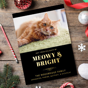 Meowy and Bright Cat Photo Gag Christmas Foil Holiday Card