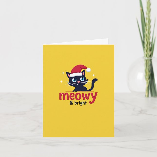 Meowy and Bright Funny Cat Christmas Card (Front)