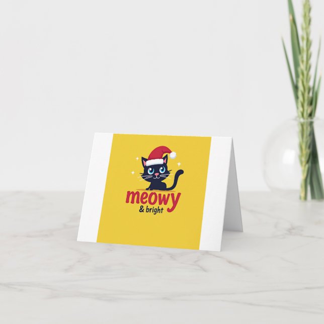 Meowy and Bright Funny Cat Christmas Card (Front)