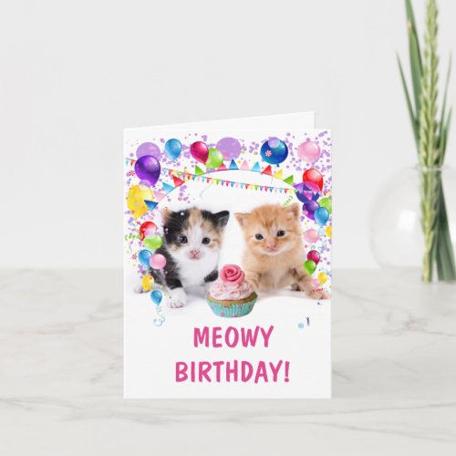 MEOWY BIRTHDAY Kittens Small Birthday Card