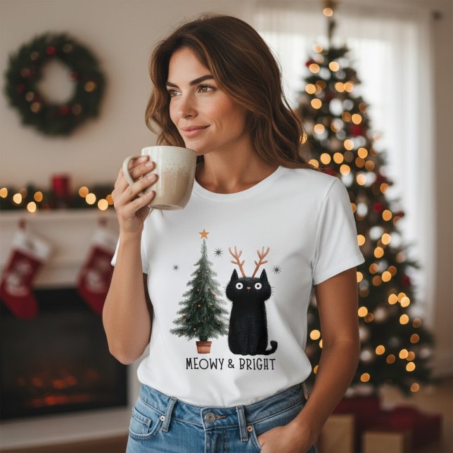 Meowy & Bright Cute Cat Christmas Tree Tri-Blend Shirt (Creator Uploaded)