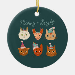 Meowy & Bright Cute Christmas Cats Ceramic Ornament