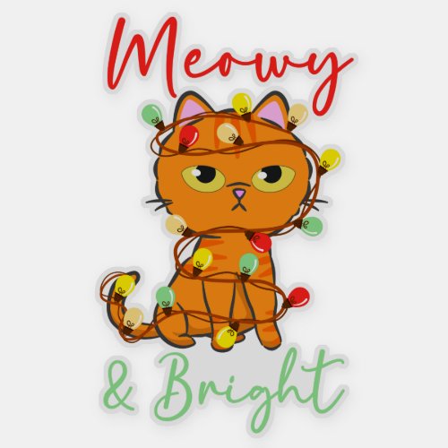 Meowy  Bright cute orange cat christmas lights  Sticker