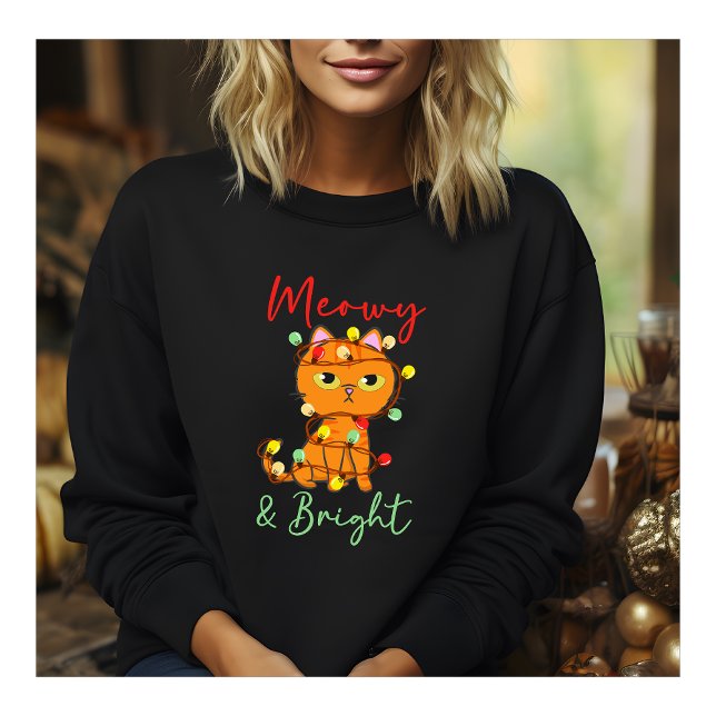 Meowy & Bright cute orange cat christmas lights Sweatshirt (Creator Uploaded)