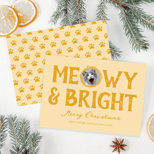 Meowy & Bright Doodle Cat Photo Christmas Holiday Card