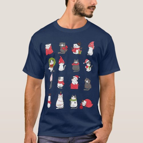 Meowy Cat Christmas Cute Santa Cats lovers  T_Shirt