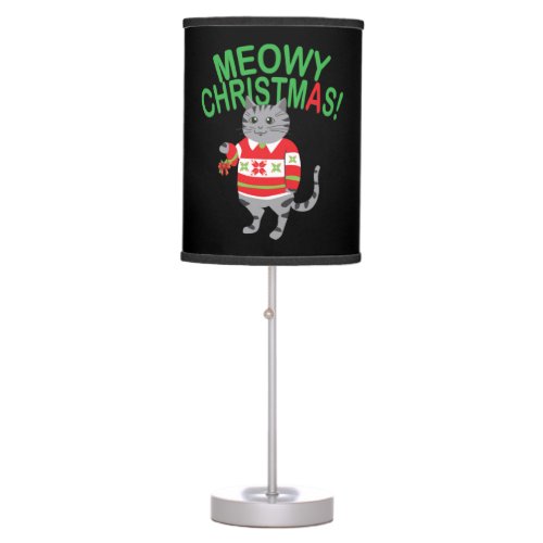 Meowy Cat Christmas Table Lamp