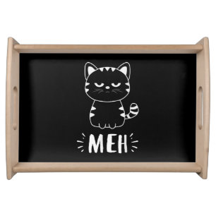 Meowy Cat Lovers Women Girls Meh Cat - Funny Cat Serving Tray