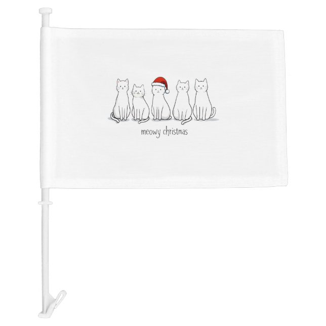 Meowy Catmas Cat Christmas Cute Kitten Cats Santa  Car Flag (Front)
