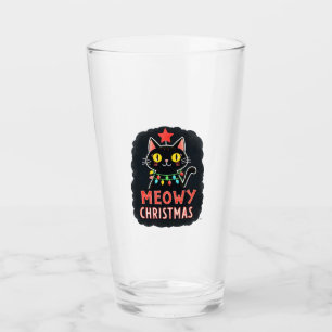 Meowy Catmas Cat Christmas Cute Kitten Cats Santa Glass