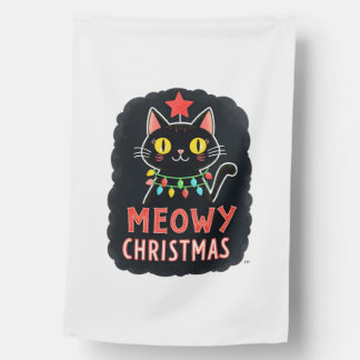 Meowy Catmas Cat Christmas Cute Kitten Cats Santa  House Flag