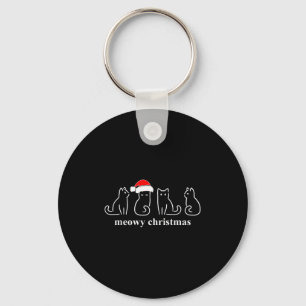 Meowy Catmas Cat Christmas Cute Kitten Cats Santa Keychain