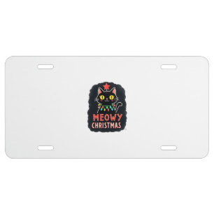 Meowy Catmas Cat Christmas Cute Kitten Cats Santa License Plate