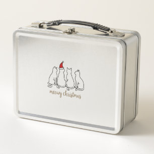 Meowy Catmas Cat Christmas Cute Kitten Cats Santa  Metal Lunch Box