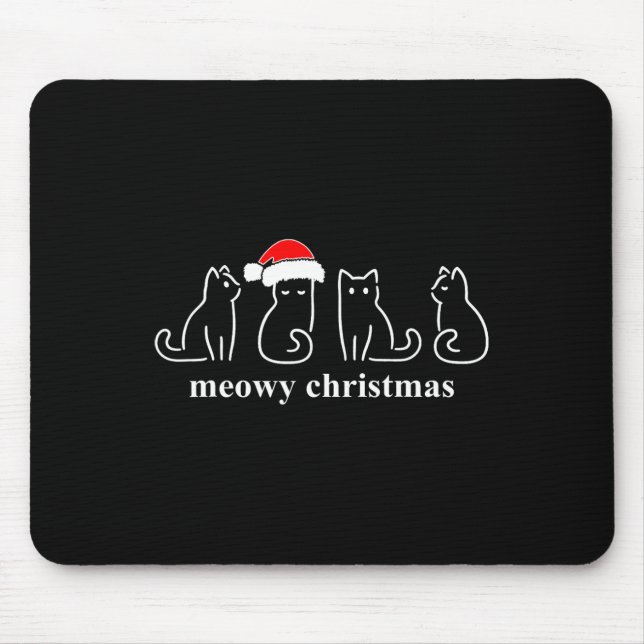Meowy Catmas Cat Christmas Cute Kitten Cats Santa  Mouse Pad (Front)