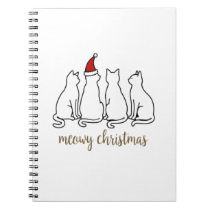Meowy Catmas Cat Christmas Cute Kitten Cats Santa Notebook
