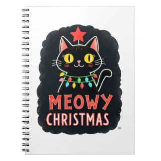 Meowy Catmas Cat Christmas Cute Kitten Cats Santa  Notebook