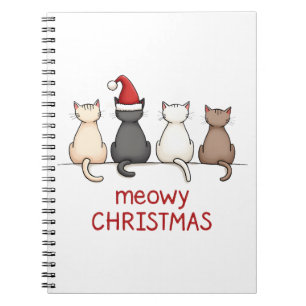 Meowy Catmas Cat Christmas Cute Kitten Cats Santa Notebook