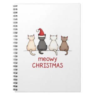 Meowy Catmas Cat Christmas Cute Kitten Cats Santa Notebook