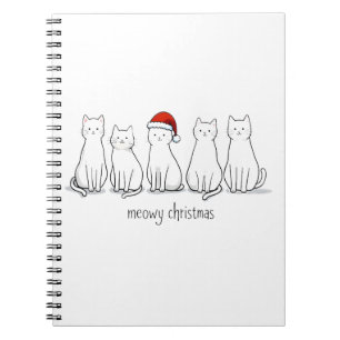 Meowy Catmas Cat Christmas Cute Kitten Cats Santa Notebook