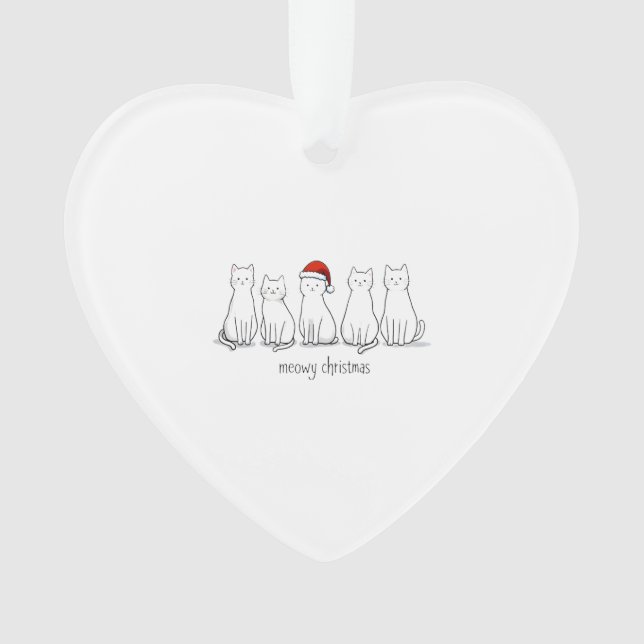 Meowy Catmas Cat Christmas Cute Kitten Cats Santa  Ornament (Front)