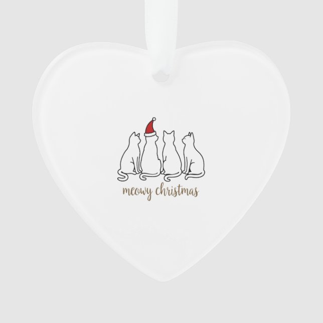 Meowy Catmas Cat Christmas Cute Kitten Cats Santa  Ornament (Front)