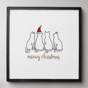 Meowy Catmas Cat Christmas Cute Kitten Cats Santa  Peel And Stick Photo Tile