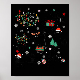 Meowy Catmas Cat Christmas Cute Kitten Cats Santa Poster