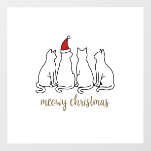 Meowy Catmas Cat Christmas Cute Kitten Cats Santa Wall Decal