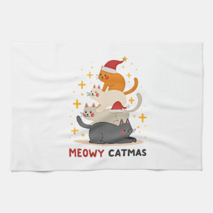 Meowy Catmas Cat Christmas Tree Xmas (2) Kitchen Towel