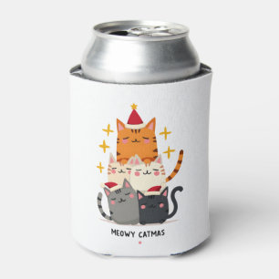 Meowy Catmas Cat Christmas Tree Xmas (3) Can Cooler
