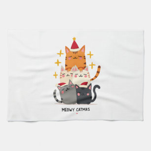 Meowy Catmas Cat Christmas Tree Xmas (3) Kitchen Towel