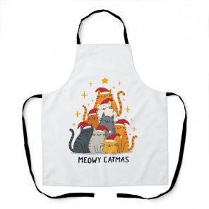 Meowy Catmas Cat Christmas Tree Xmas (4) Apron