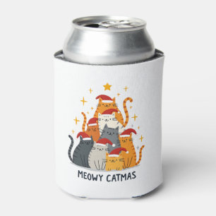 Meowy Catmas Cat Christmas Tree Xmas (4) Can Cooler